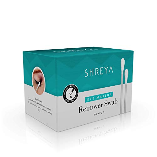 Shreya Eye Makeup Remover Swabs - 100 Pcs Individual Packaging, Makeup Eraser/Corrector Formula Filled Swabs - 100% Double Sided Tips Pure Cotton Design, Perfect for Cosmetics Removal
