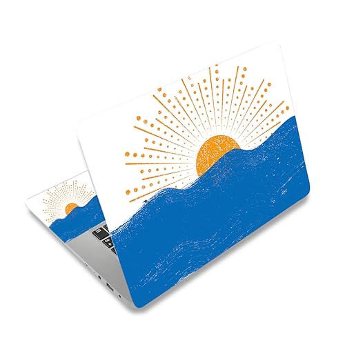 Autocollant PC portable réutilisable et repositionnable sans traces motif soleil levant