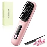 Cepillo Alisador sin Cable, 160°C-200°C con 3 Ajustes de Temperatura, Pantalla LED, Cepillo Termico Ligero para Alisar el Pelo, Ideal para Viajes y Uso Diario para Mujeres y Hombres