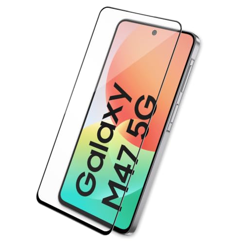 Image of FIRST MART Tempered Glass for Samsung Galaxy M47 5G, 9H Full-Glue Screen Protector, 3D Edge-to-Edge, HD Clear, Oleophobic, Case-Friendly, Black, Pack of 1
