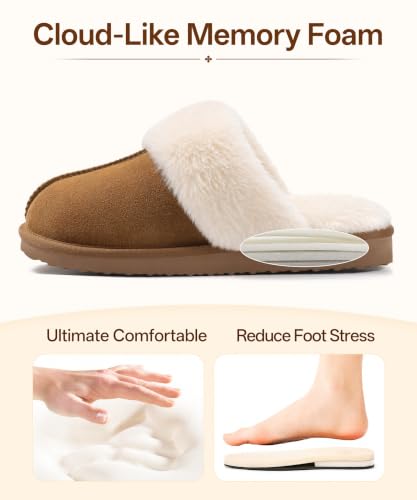 Image of Litfun Fuzzy Memory Foam Slippers for Women Indoor Outdoor House Shoes