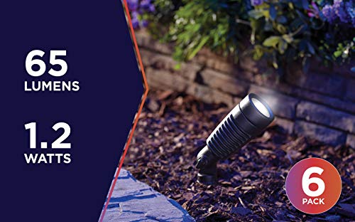 Moonrays 95535 W Spot, 4 in Above Ground Height 99935 1W Low Voltage LED Metal Landscape Spotlights, Security Light, Weather Resistant, 10 Inch, Black, 6 Pack, 6 Count