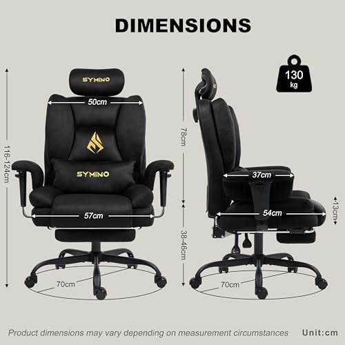 Symino Gaming Chair with Footrest, Computer Chairs, PC Chair with Pocket Spring Support, Ergonomic Comfortable Gaming Chairs for Adults, Black - Image 4