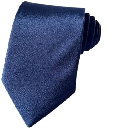 Cravatta In Raso Blu Scuro Unisex - Lunghezza 150cm X Larghezza 5cm | Elegante E Casual Per Uomini E Donne | Ideale Regalo - Foto 4