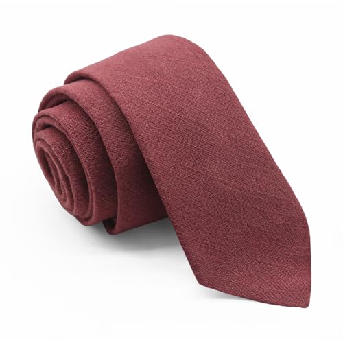 Image of Cotton Ties for Men Solid Color Skinny Tie Mens Necktie for Wedding Graduation Formal Dinner