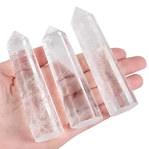 ZHIYUXI 3.74″ Clear Quartz Healing Crystals Wands Crystal Tower