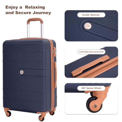 Image of Travelhouse 4 Piece Luggage Sets with Spinner Wheels, Hardshell ABS 6 peice Suitcase Set with Tsa Lock, Lightweight Hardside Travel Suitcases with Waterproof Duffle Bag for Men Women (BLUE)