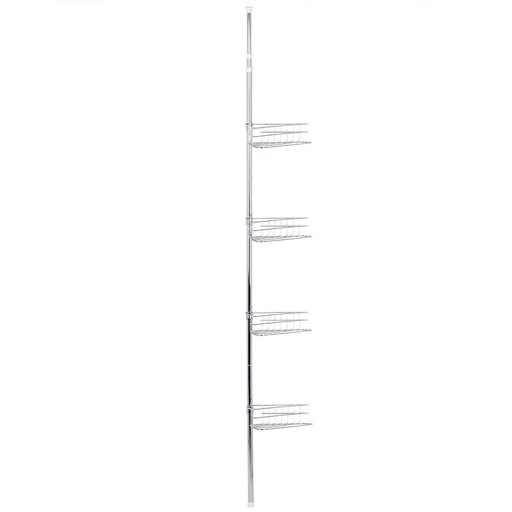 KIMISS Estante de Esquina de Baño de 4 Niveles, Barra de Tensión de Metal para Ducha Teles Ajustables Estante de Esquina de Baño Telescópico Almacenamiento Carrito de Ducha Estantes