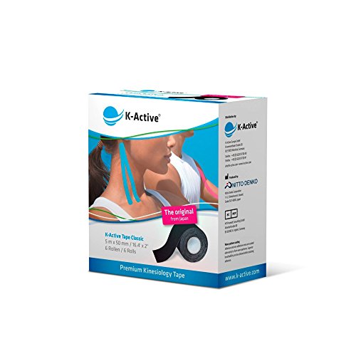 Bande de kinésiologie cutanée noire anti-irritation pack de 6