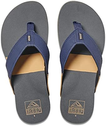 Reef Men's Sandals, Tri Newport Flip Flops, Ocean Grey, 9 | Image 1
