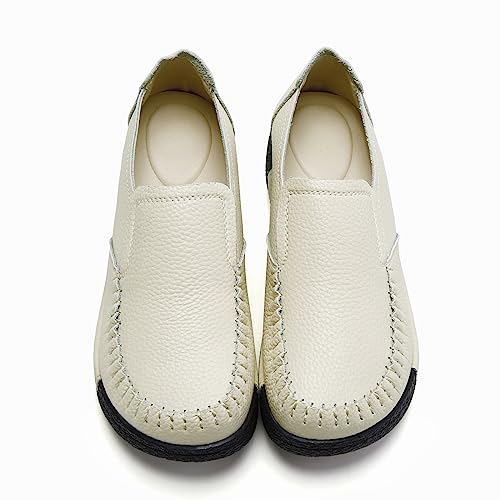 Image of UZB Women's Slip On Loafer Leather Comfort Casual Platform Shoes