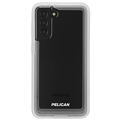 Pelican Voyager Series - Samsung Galaxy S21 Plus 5G Case [Wireless Charging Compatible] [Anti-Yellow] Rugged Phone Case Cover with Belt Clip Holster Kickstand [18FT MIL-Grade Drop Protection] - Clear
