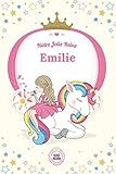  Notre Jolie Reine : Emilie: Cahier 15.24 x 22.86 cm 120 pages  Meilleur cadeau pour petite fille avec son nom  couvert Rose Unicorn  papier seyes carreaux