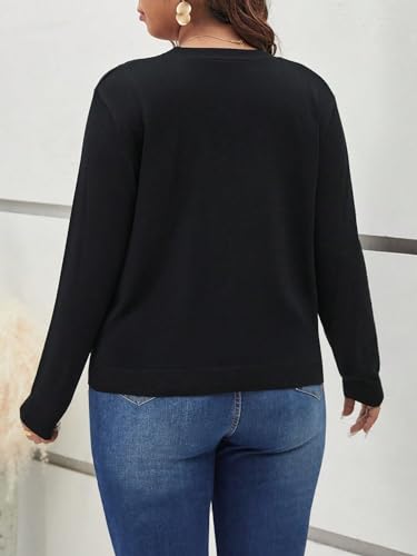 OYOANGLE Women's Plus Size Button Up Knit Cardigan V Neck Long Sleeve Light Sweaters3