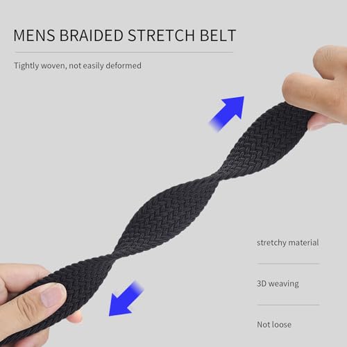 Plus Size 44" to 68" Big and Tall Belts for Men Black Woven Elastic Braided Stretch Golf Belt2