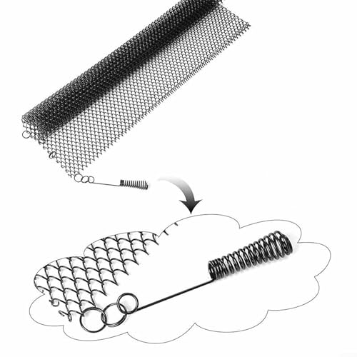 Solaughguy Lot de 2 rideaux en maille pour cheminée - 61 x 53,3 cm - Pour chaîne de protection contre les étincelles - En métal ignifuge avec poignées de traction - Noir - 61 x 53,3 cm