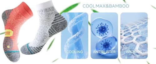 Coolmax Compression Running Gym Hiking Basketball Athletic Crew Socks AntiBlister Cushioned Support3