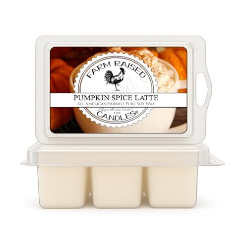 Farm Raised Candles USA Farmed Soy Wax Melts – Pumpkin Spice Latte Coffee Scent – 2 Pack for Wax Warmers (6 oz Total, 12 Cubes) – Made in USA