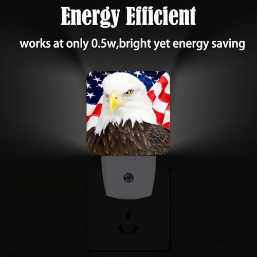 Image of American Bald Eagle Night Light,Plug Into Wall with Dusk to Dawn Light Sensors, Warm Nightlights for Bedroom, Bathroom, Hallway, Kitchen, Gifts Ideal for Boys Girls Women Men