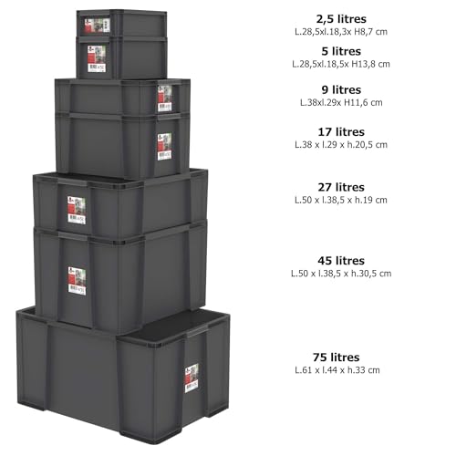 Sundis Master Box, Aufbewahrungsbox 9L, aus recyceltem Kunststoff, robust und verstärkt, stapelbar und kombinierbar, ideal für Werkstatt, Heimwerker oder Transport, Grau