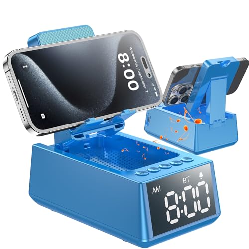Cell Phone Stand with Wireless Bluetooth Speaker, Adjustable Cell Phone Speakers, HD Surround Sound with Anti-Slip Phone Holder for Desk, Compatible with Any Smartphones, Perfect for Outdoors, Indoors
