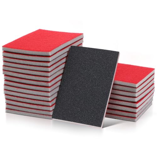 UKCOCO 24Pcs Sanding Sponge Set 180-3000 Grit Wet Dry Foam Sandpaper Pads Flexible Hand Sander Block for Wood Metal Automotive Models Polishing