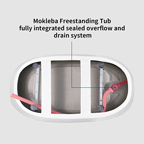 Mokleba 63" Acrylic Freestanding Bathtub, Single Ended Free Standing Tub, Soaking Tub With Integrated Slotted Overflow, Toe-Tap Chrome Drain, Cupc Certified, Glossy White #TOP6