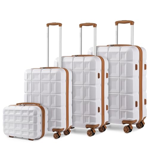 Kono Set de 4 Valises Rigides avec Serrure TSA, Blanc