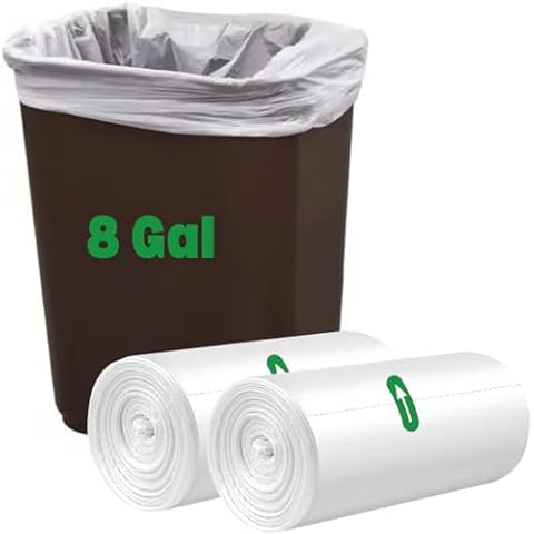 8 Gallon Medium Clear Trash Bags (110 Bags) Unscented 6 Gal 7 Gal Office Garbage Bags Small Paper Shredder Bags Plastic Wastebasket Trash Can Liners (110 Count) Cover