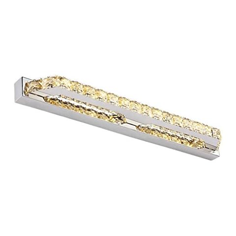 YPUVN BiuTeFang LED Spiegelleuchte K9 Kristall Spiegel Scheinwerfer Schlafzimmer Bad Waschraum Spiegelleuchte Bernstein Warmweiß 68cm 18W Cover