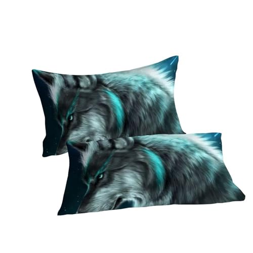 Housse de couette loup 200x200 cm en microfibre avec fermeture éclair