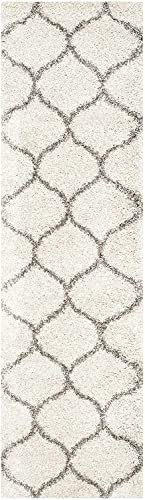 Image of Handwoven Microfibre 3D Rug for Living Room (Ivory & Grey Moroccan, 2 X 5 Feet (Runner), Microfibre)