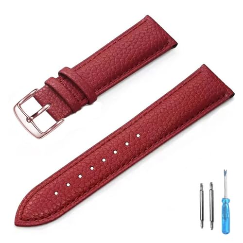[IQETZHITG] Genuine Leather Watch Band 12mm 14mm 16mm 18mm 20mm 22mm Strap For Man Women(Red-RG,20mm)