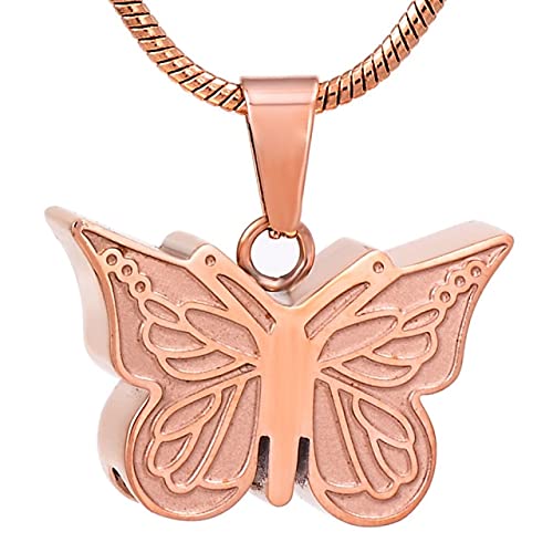 Urne de crémation pendentif papillon en acier inoxydable, collier de mémoire