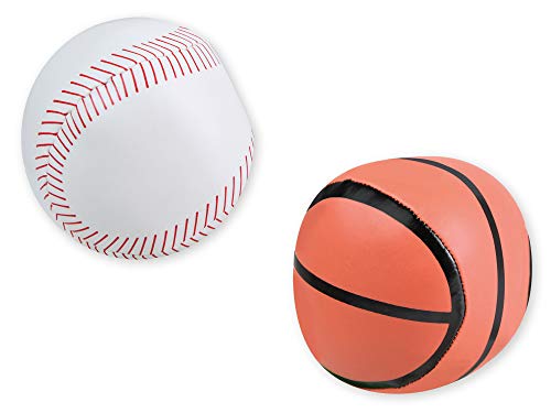 Lena 62164 - Soft Sportbälle 4er Set, Bälle als Fußball, Volleyball, Basketball und Rugbyball, Softbälle je 10 cm, im Netz, Spielbälle für Kinder ab 1 Jahr, Schaumstoffbälle zum Spielen und Baden