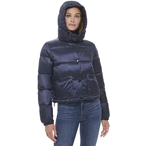 Calvin-Klein-Womens-Lightweight-Cropped-Hooded-Snap-Pockets-Puffer