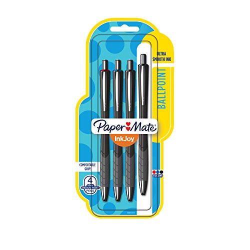 Paper Mate InkJoy 700RT Retractable Ballpoint Pens, Medium Point, Black Barrel, Assorted Ink, 4 Pack (1961311)