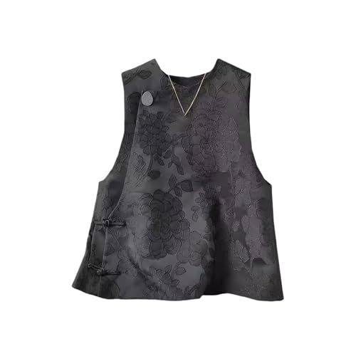Chaleco de mujer jacquard premium con botones tradicionales estilo asiático
