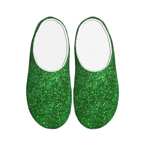 KLJnmbb Green Sequin Sparkle Print For Men Women Comfortable Anti Pilling Washable Slippers Cozy Stylish Footwear