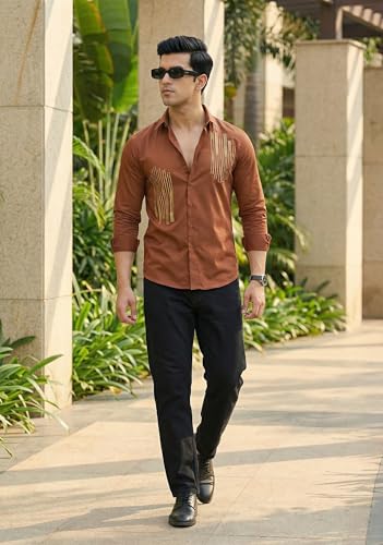 Image of IndoPrimo Men's Stylish Satin Shirt for Party and Casual Wear - Exclusive Designer Full Sleeve Shirt for Men - Pilar