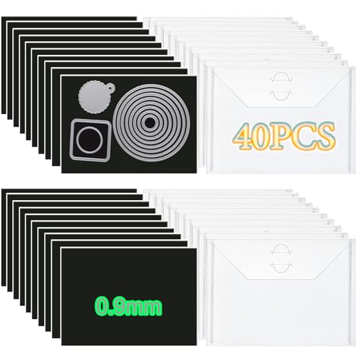 Image of 40PCS Dies & Stamps Storage Pockets and Magnet Sheets,0.9mm Thickness Magnetic Sheets for Dies Storage,7X5inch Craft Die Storage Envelopes,Magnetic Die Storage, Stamp and Die Storage Pockets