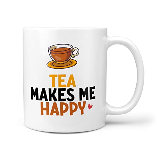 TeHe Gifts - Tea Makes Me Happy Present for Tea Drinker Yorkshire 10oz Gift Mug