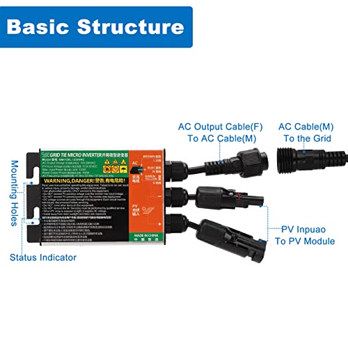 260 W Grid Tie Solar Inverter, MPPT Solar Power Grid Tie Inverter, IP55 Wasserdichter Grid Tie Inverter, DC-Eingang zu AC 180 V bis 280 V Ausgang Grid Tie Micro Inverter, für kleine Solaranlage