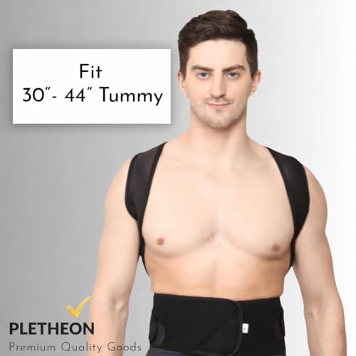 Image of Posture Corrector for Men & Women by Plethon - Adjustable Back Brace, Clavicle Support & Upper Back Straightener for Better Sitting and Standing Posture, Fits 30-46 Inch Waist (Black)