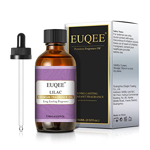 EUQEE Lilac Fragrance Oil 60ml with Glass Dropper, Essential Oils for Diffusers, Candle & Soap Making, Home Scents, Bath Bombs (2.02 Fl oz)