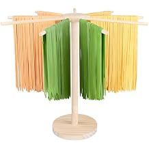 Pasta Drying Rack - 9 Sticks Wooden Pasta Dryer Stand for Homemade Fresh Pasta, Spaghetti, Fettuccine, Tagliatelle - Large Detachable Natural Wood Noodle Rack, Space Saving & Sturdy Design