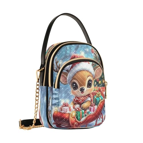 Sac à bandoulière pour femme avec renne mignon parfait pour vos sorties et marchés de Noël