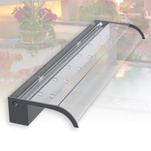 LONGRUNNEW Pond Waterfall Blade Kit, 90cm Acrylic Pool Fountain with Accessories, Width 18cm Curved Outlet Spillway for Garden Patio Pond Decoration