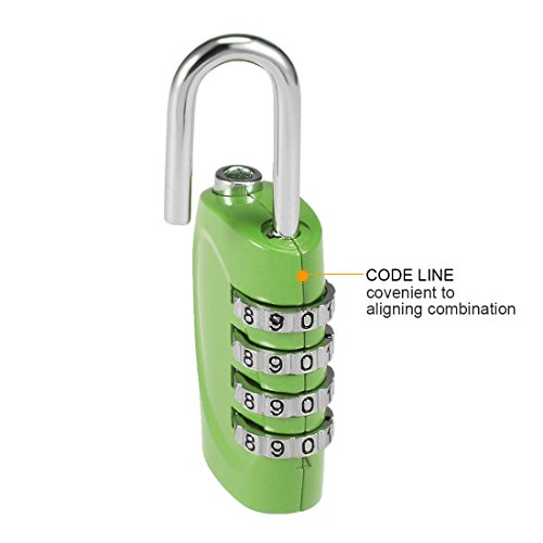 Image of uxcell 4 Digit Combination Padlock, 4mm Shackle, Zinc Alloy Lock Waterproof Lock for Gym Locker Fence Suitcase Travel Outdoor, Green