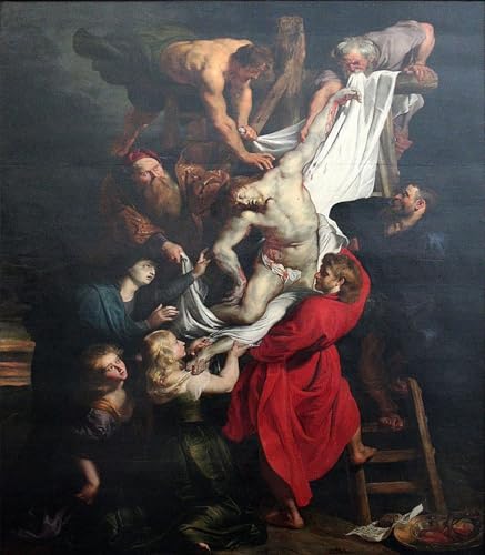 Kruisafneming de Peter Paul Rubens affiche anti-reflet sur toile pour habiller un salon lumineux